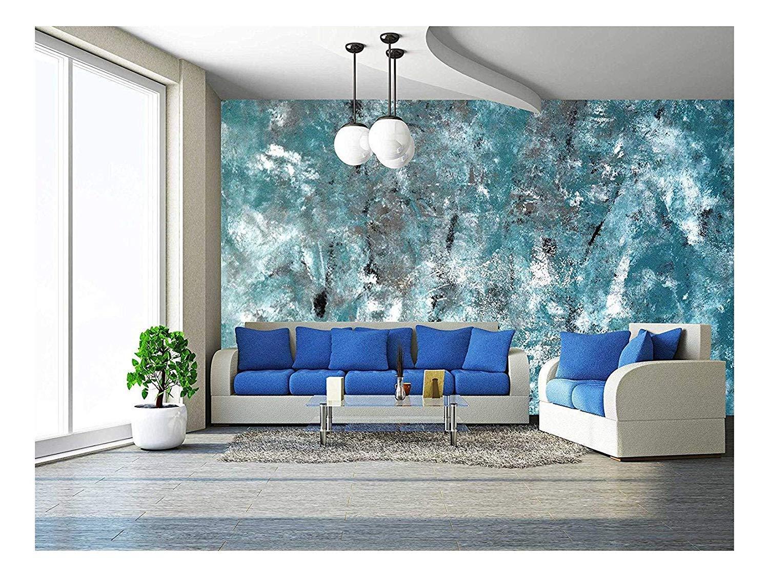 1500 x 1125 · jpeg - wall26 - Teal and Grey Abstract Art Painting - Removable Wall Mural ...