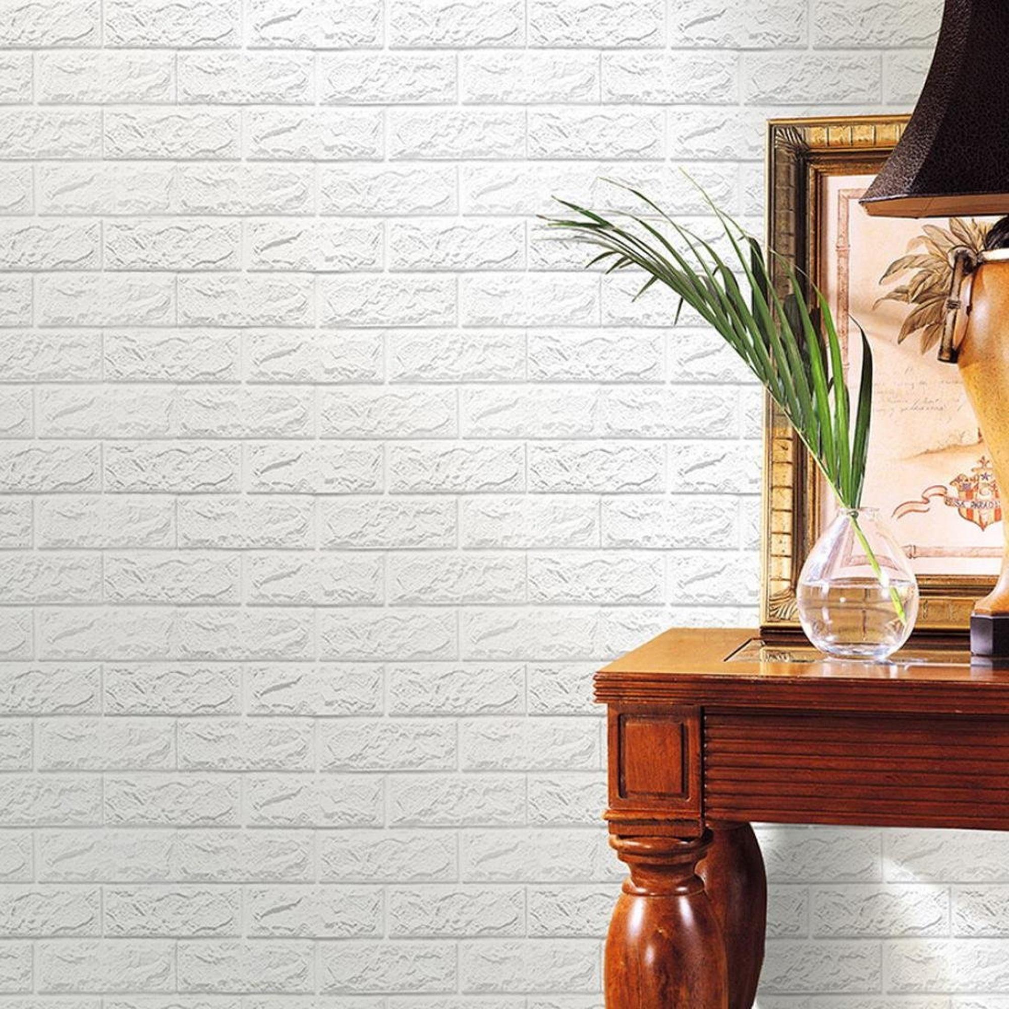 2000 x 2000 · jpeg - NK HOME Peel and Stick 3D Wall Stickers Panels White Brick Wallpaper ...
