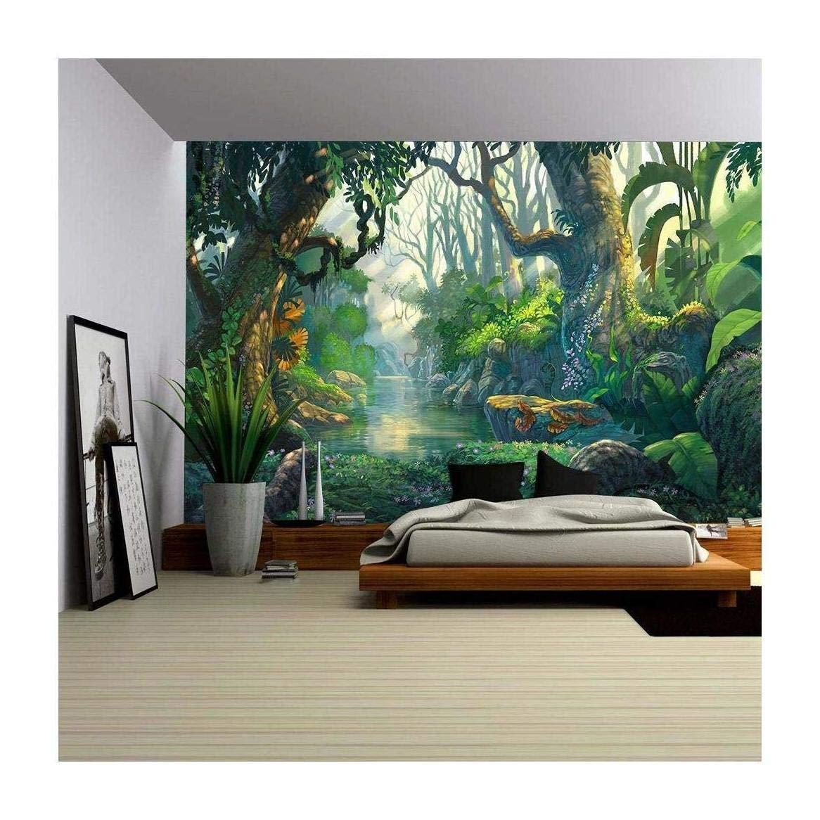 1166 x 1166 · jpeg - Wall26 Illustration - Fantasy Forest Background Illustration Painting ...