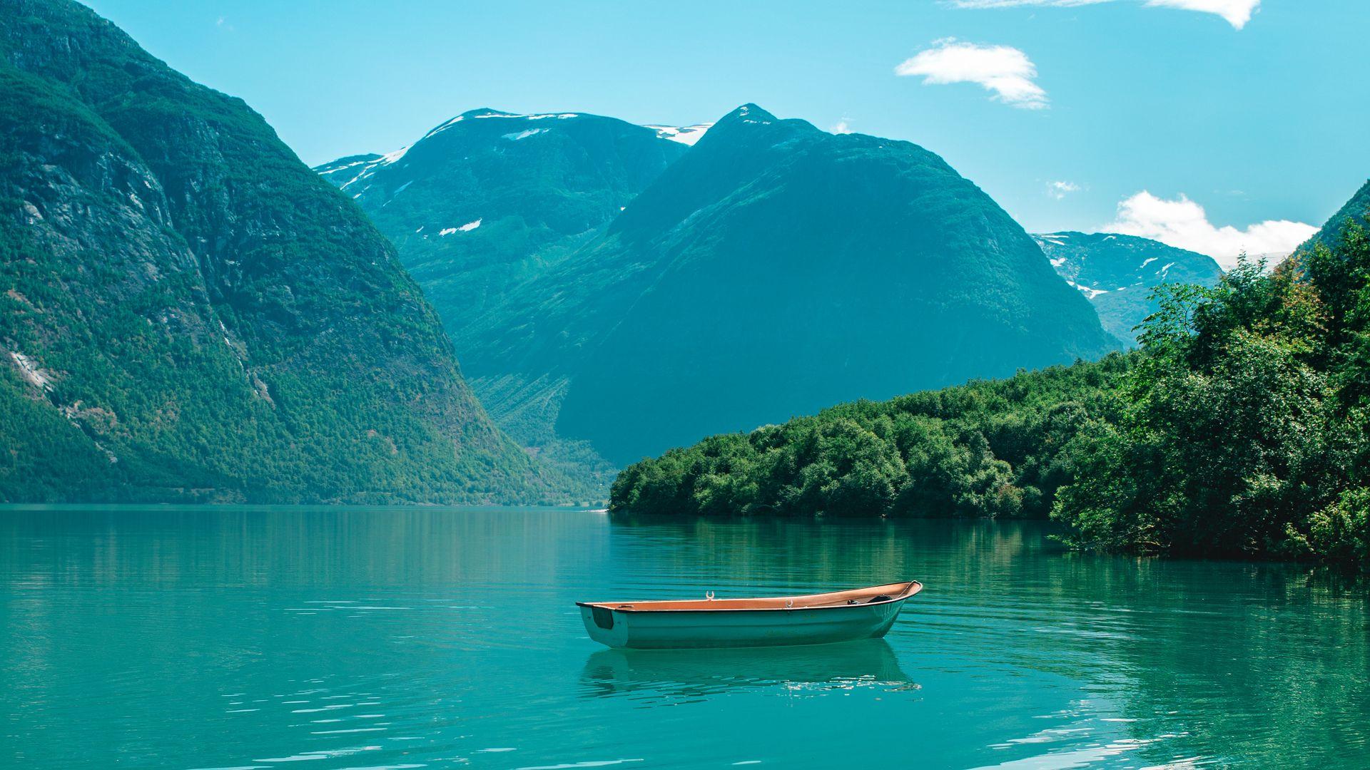 1920 x 1080 · jpeg - Download wallpaper 1920x1080 boat, mountains, lake, water, horizon full ...
