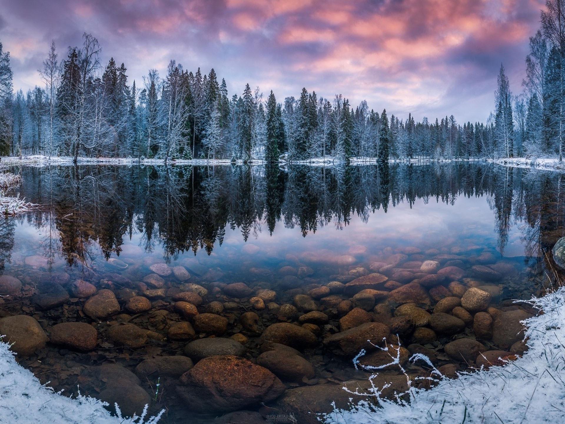 1920 x 1440 · jpeg - Finland Nature Landscape Winter Snow Morning Sunrise Forest Lake ...