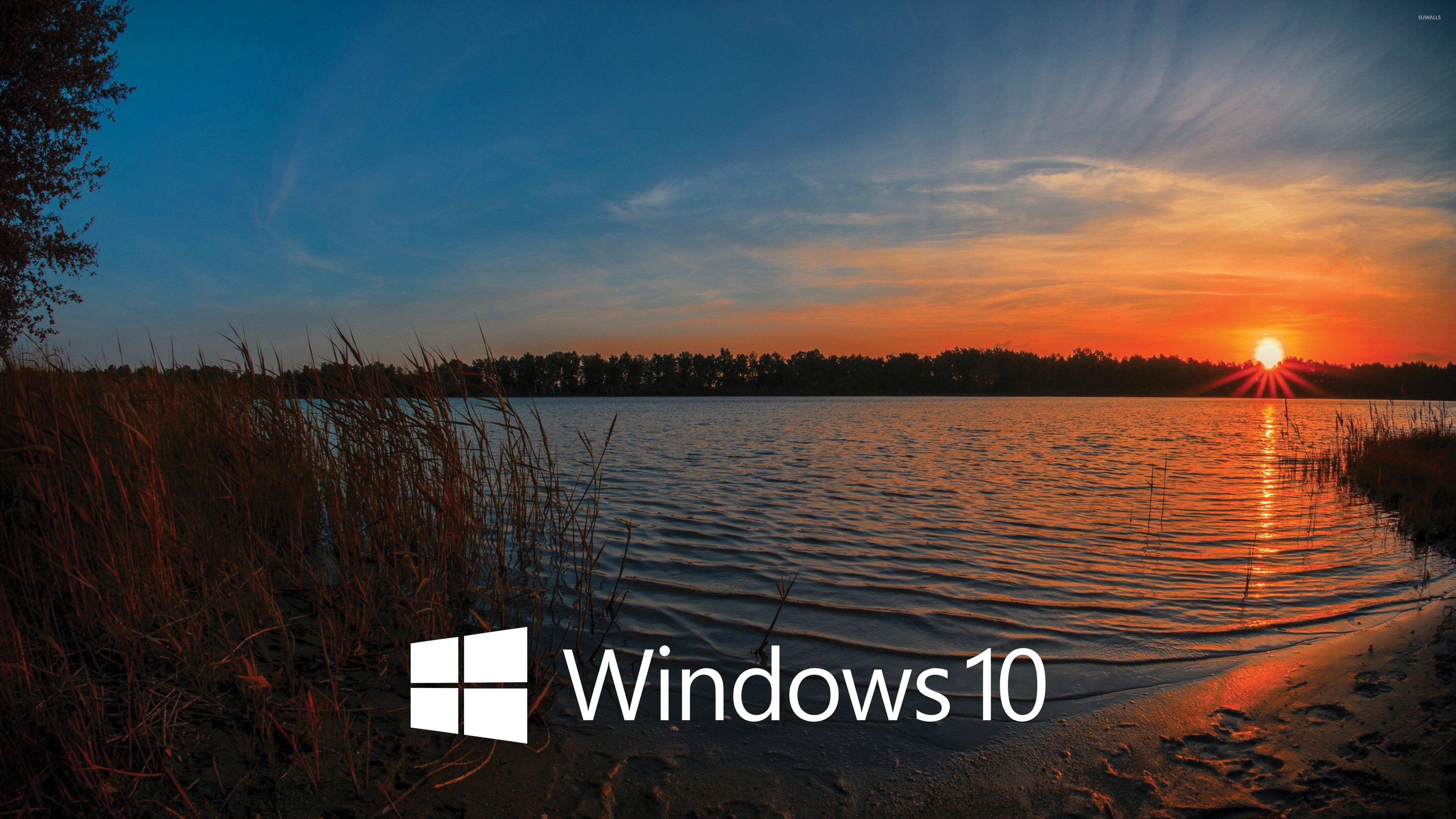3840 x 2160 · jpeg - Windows 10 white text logo in the sunset wallpaper - Computer ...