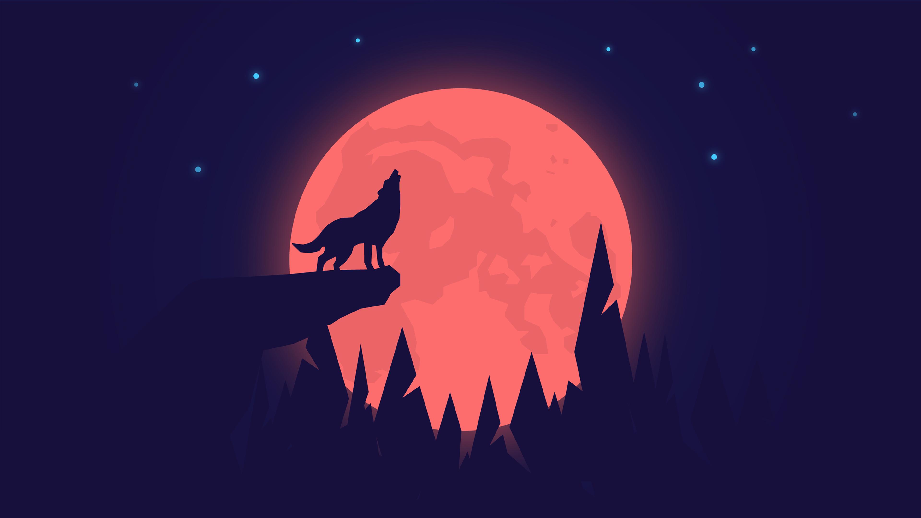 3840 x 2160 · jpeg - Howling Wolf Night Moon 4K Wallpapers | Wallpapers HD