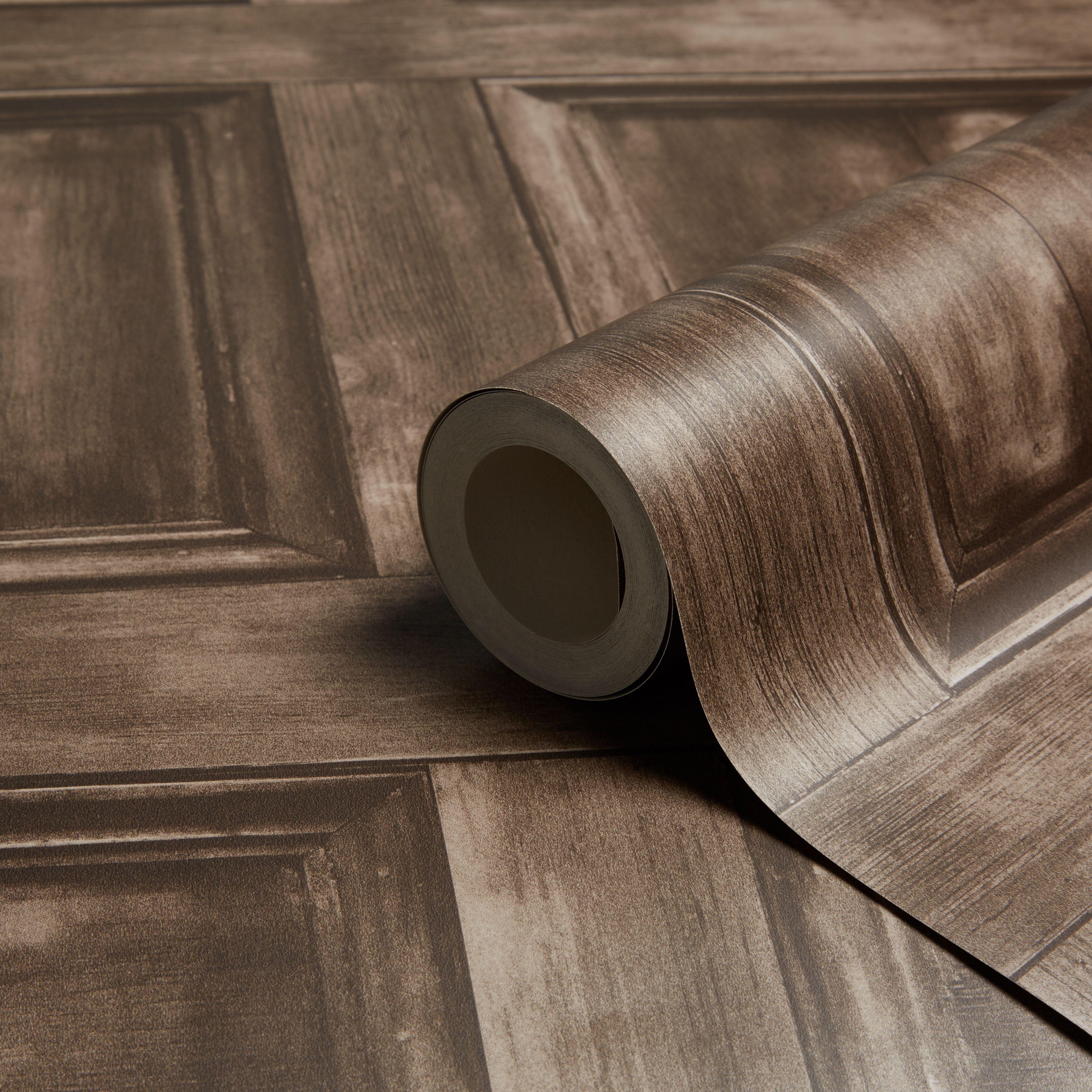 3723 x 3723 · jpeg - Fine Decor Choc Wood Panel Wallpaper | Departments | DIY at B&Q