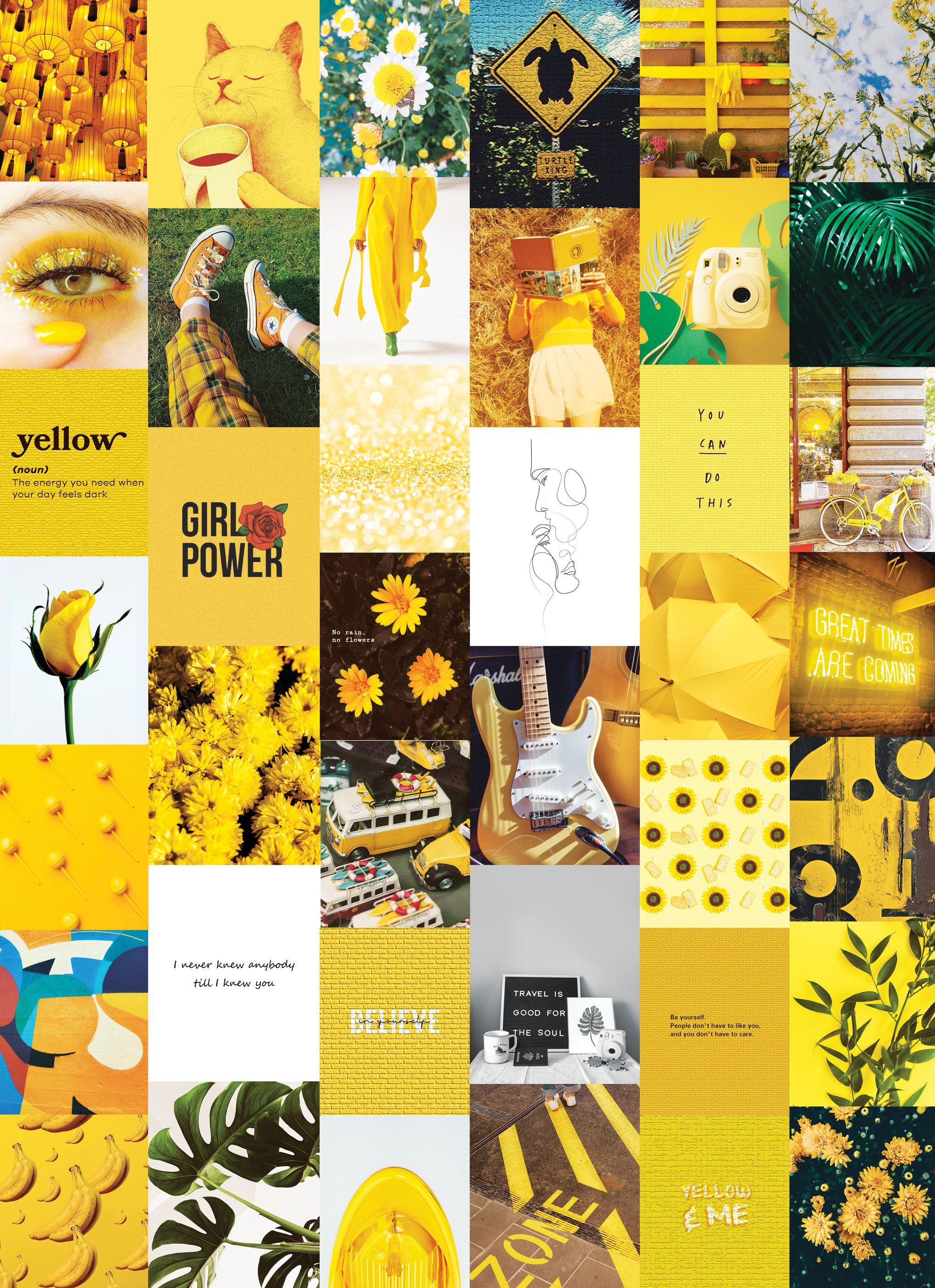 2034 x 2800 · jpeg - Moody Yellow Wall Collage Kit Yellow Aesthetic Wall Collage | Etsy in ...